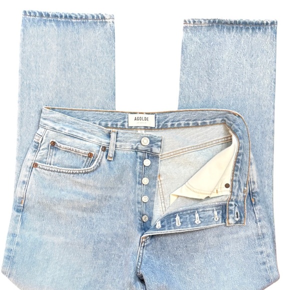 AGOLDE Riley High Rise Straight Leg Dimension Light Medium Blue Size 29 NEW NWT - Picture 6 of 14